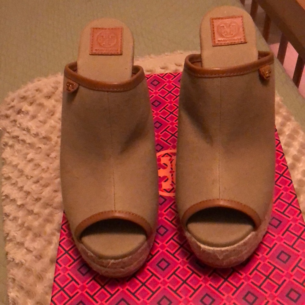 Tory Burch canvas wedge shoes